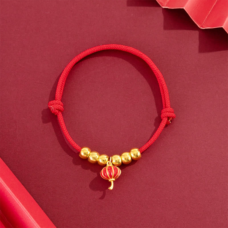 Buddha Stones Red String Bead Yuanbao Fu Character Protection Adjustable Cats Dogs Pet Collar