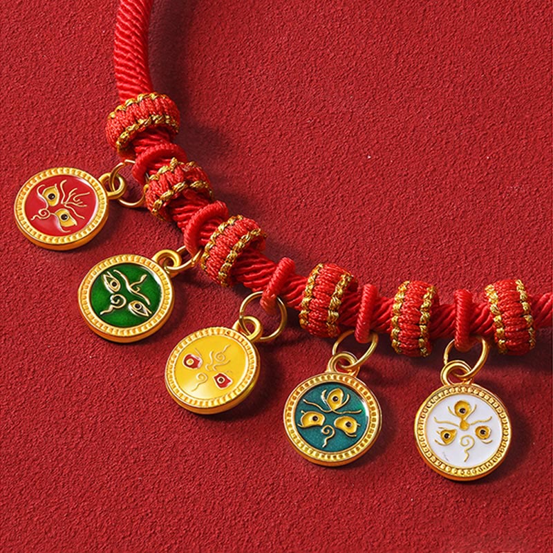 Buddha Stones Red String Bead Compass Gourd Protection Adjustable Cats Dogs Pet Collar