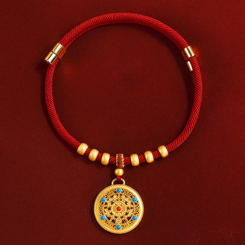 Buddha Stones Red String Bead Compass Gourd Protection Adjustable Cats Dogs Pet Collar