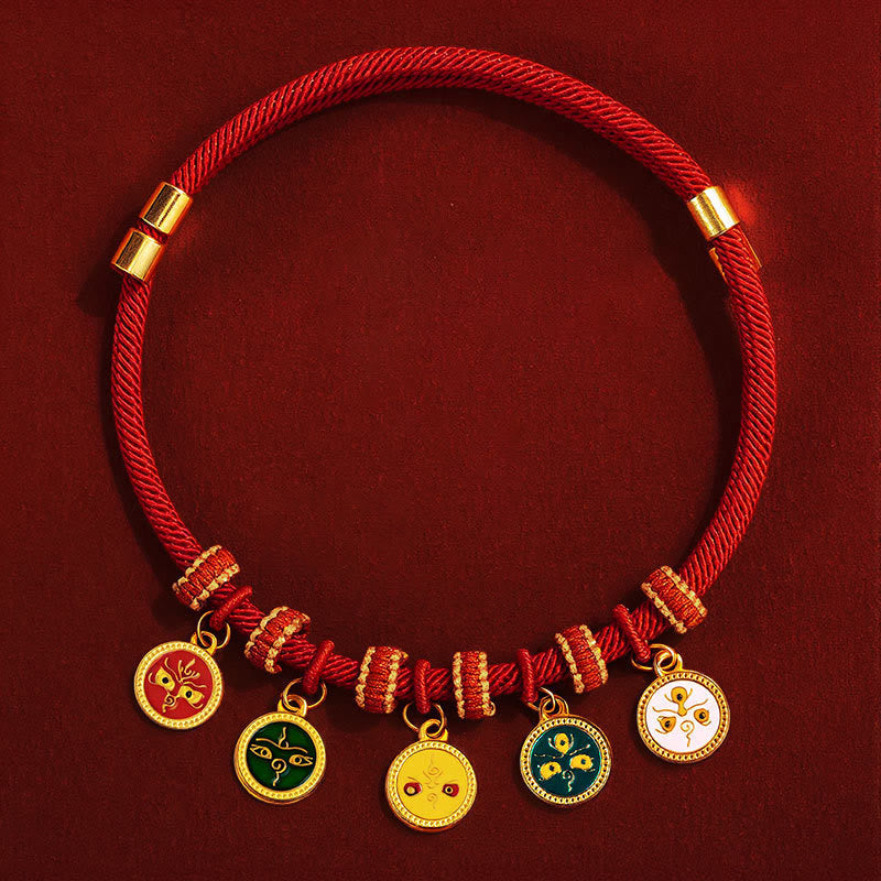 Buddha Stones Red String Bead Compass Gourd Protection Adjustable Cats Dogs Pet Collar