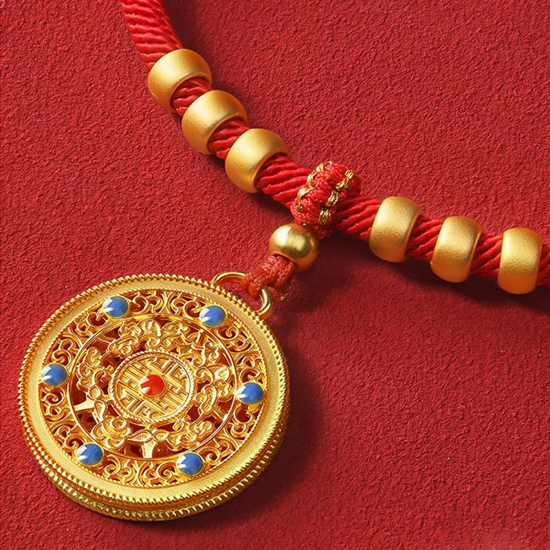 Buddha Stones Red String Bead Compass Gourd Protection Adjustable Cats Dogs Pet Collar