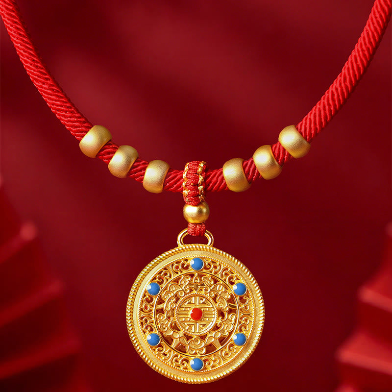 Buddha Stones Red String Bead Compass Gourd Protection Adjustable Cats Dogs Pet Collar