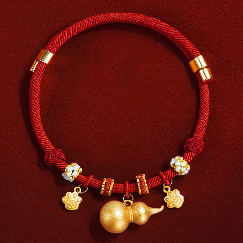 Buddha Stones Red String Bead Compass Gourd Protection Adjustable Cats Dogs Pet Collar