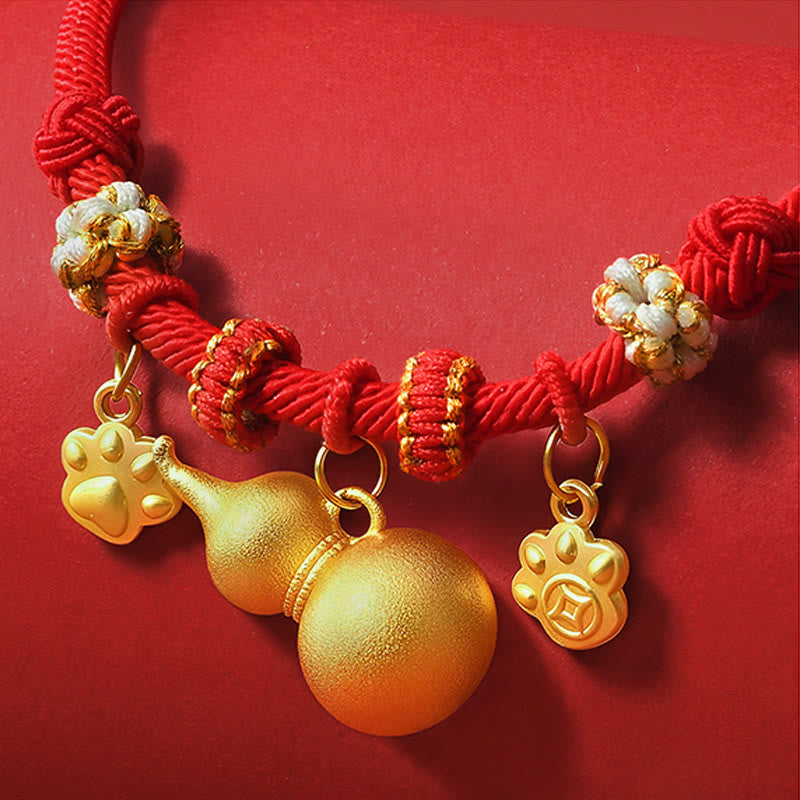 Buddha Stones Red String Bead Compass Gourd Protection Adjustable Cats Dogs Pet Collar