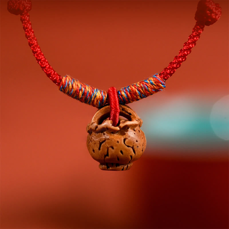 Buddha Stones Plaited Peach Pit Red String Strength Adjustable Cats Dogs Pet Collar