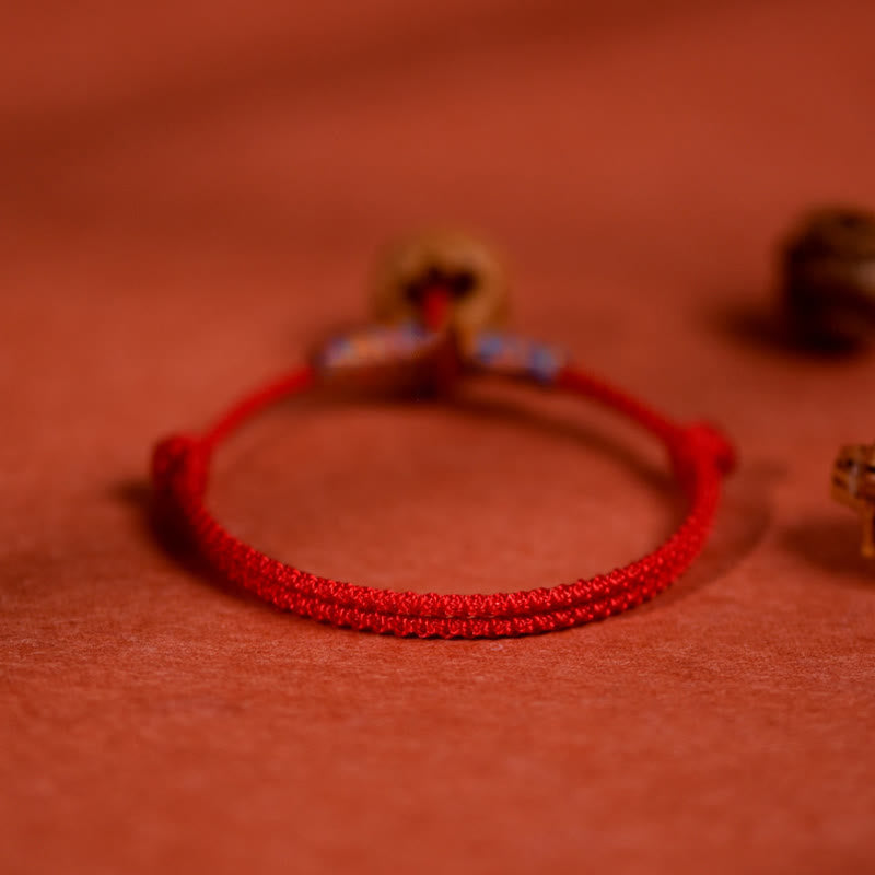 Buddha Stones Plaited Peach Pit Red String Strength Adjustable Cats Dogs Pet Collar