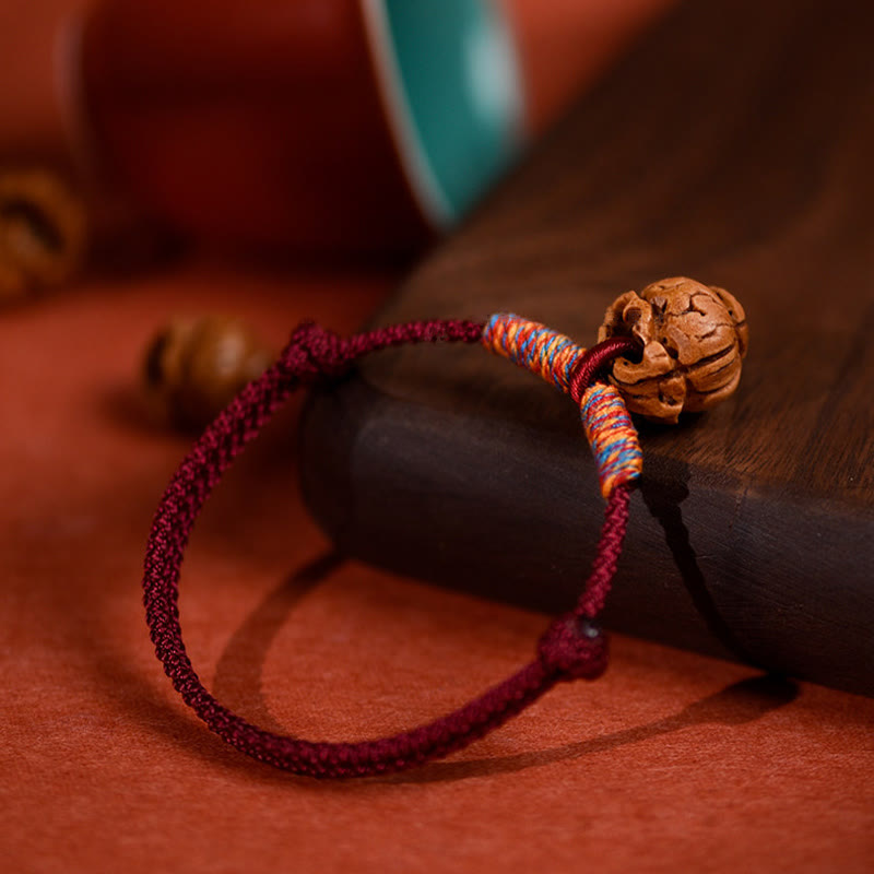 Buddha Stones Plaited Peach Pit Red String Strength Adjustable Cats Dogs Pet Collar