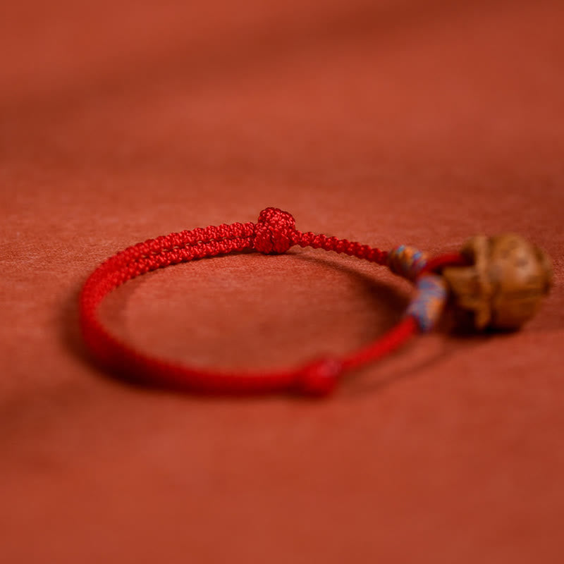 Buddha Stones Plaited Peach Pit Red String Strength Adjustable Cats Dogs Pet Collar