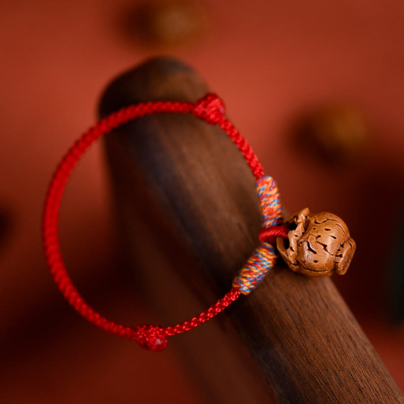 Buddha Stones Plaited Peach Pit Red String Strength Adjustable Cats Dogs Pet Collar