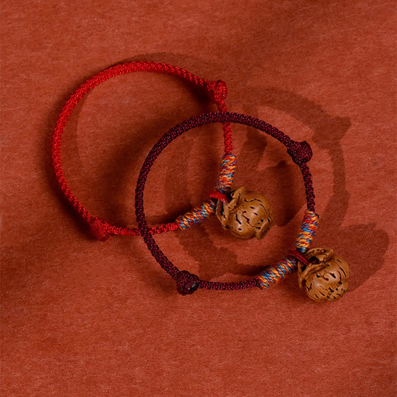 Buddha Stones Plaited Peach Pit Red String Strength Adjustable Cats Dogs Pet Collar