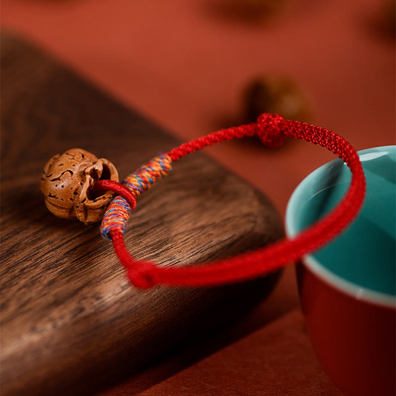 Buddha Stones Plaited Peach Pit Red String Strength Adjustable Cats Dogs Pet Collar