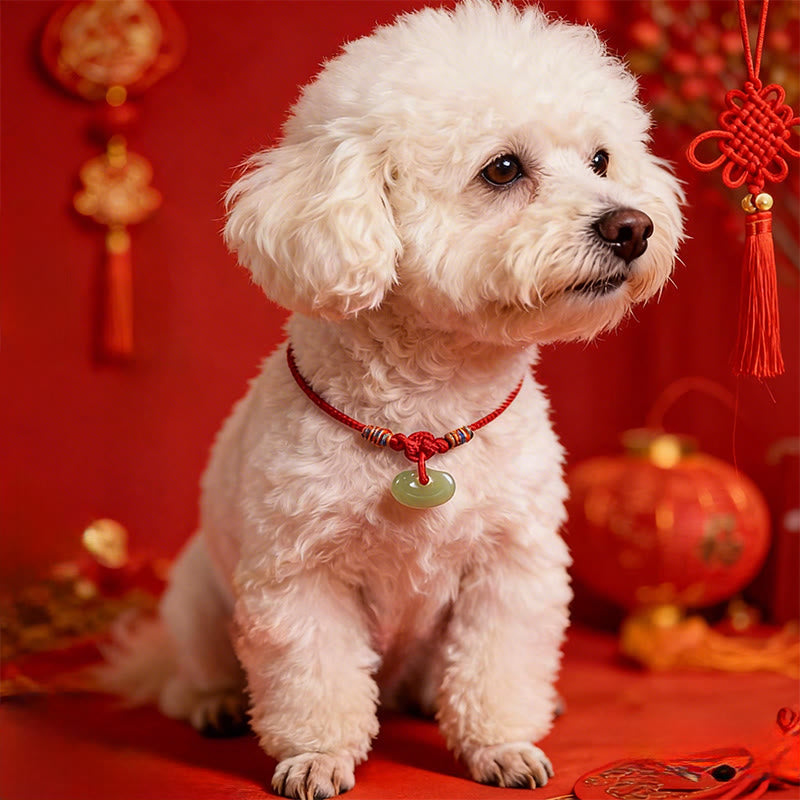 EverestArtstudios Red String Plaited Jade Protection Adjustable Cats Dogs Pet Collar