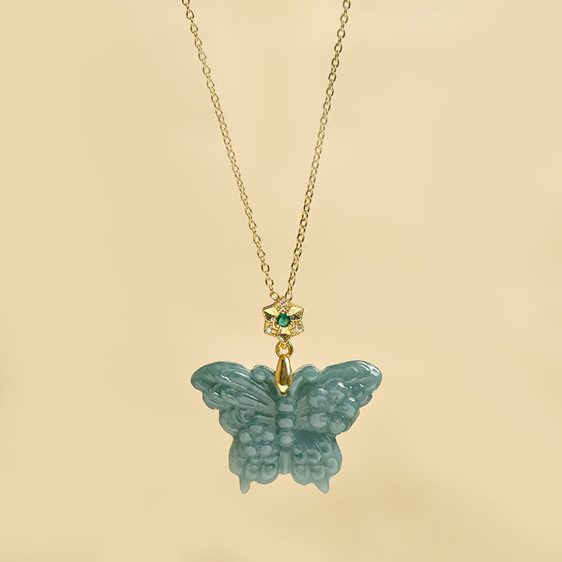 EverestArtstudios "FOR DEAREST MOTHER" Jade Butterfly Abundance Necklace Pendants Includes Gift Message Card