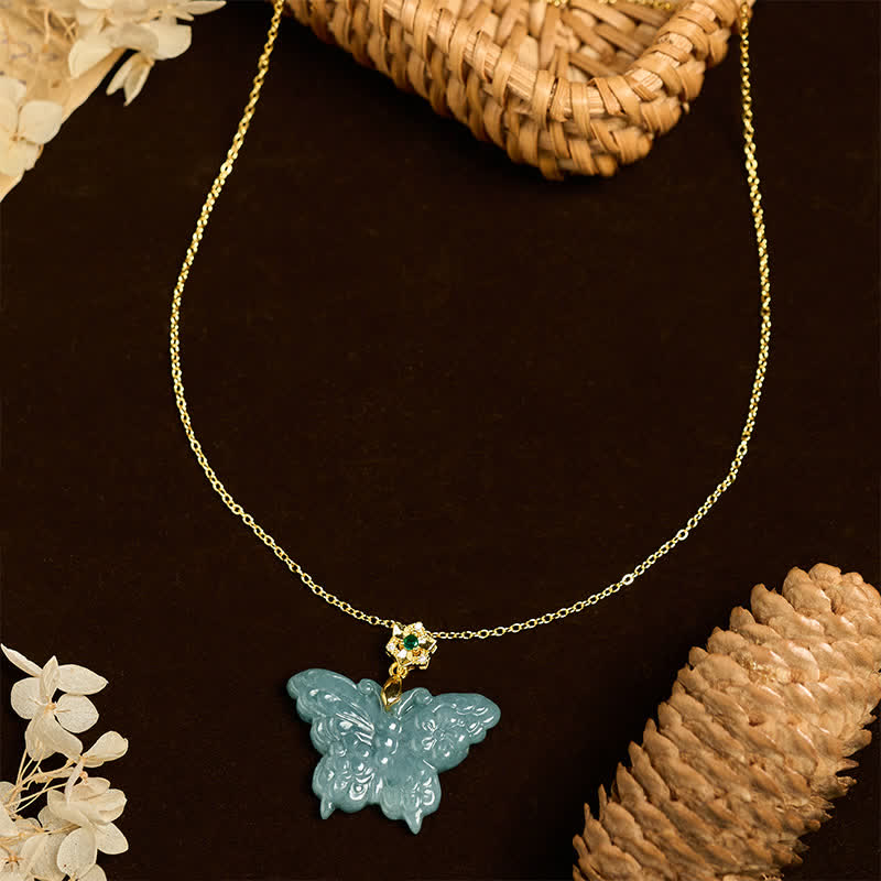 EverestArtstudios "FOR DEAREST MOTHER" Jade Butterfly Abundance Necklace Pendants Includes Gift Message Card