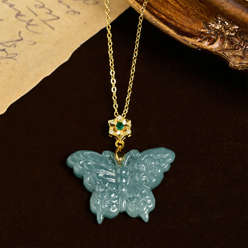 EverestArtstudios "FOR DEAREST MOTHER" Jade Butterfly Abundance Necklace Pendants Includes Gift Message Card