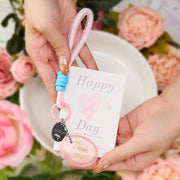 Buddha Stones Thank You Gifts Natural Rose Quartz Crystal Healing Key Chain Hanging Decoration