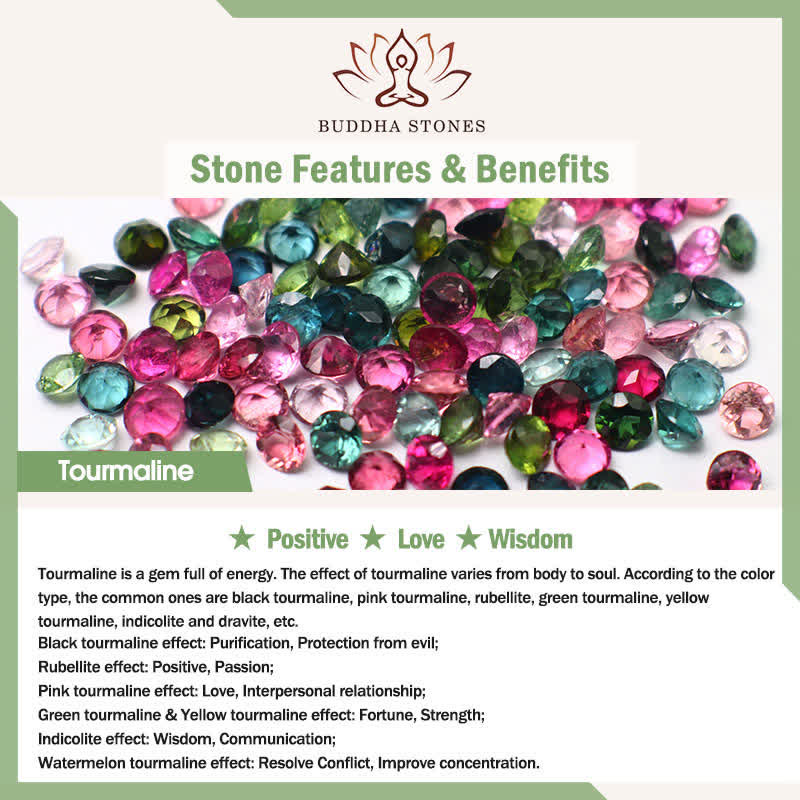 Buddha Stones 12mm Natural Crystal Aquamarine Tourmaline Bead Healing Necklace