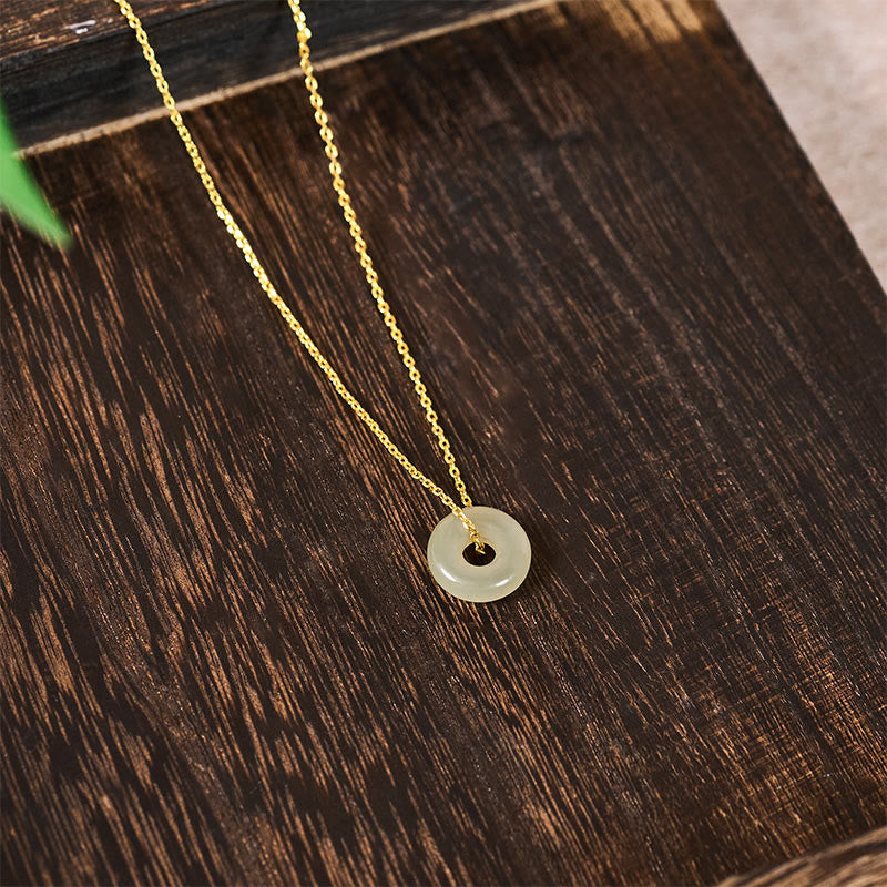 EverestArtstudios Natural Green Jade Peace Buckle Prosperity Necklace Pendant