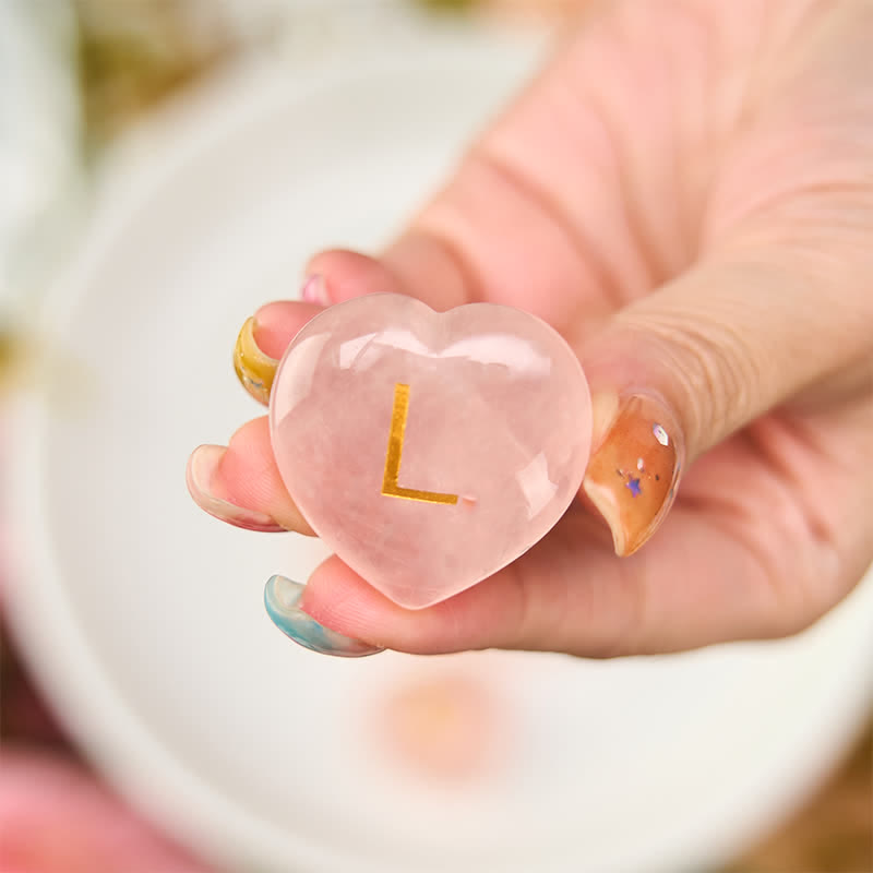 Buddha Stones 4Pcs Love & Comfort Heart Pattern Natural Rose Quartz Healing Crystal Stone Decor