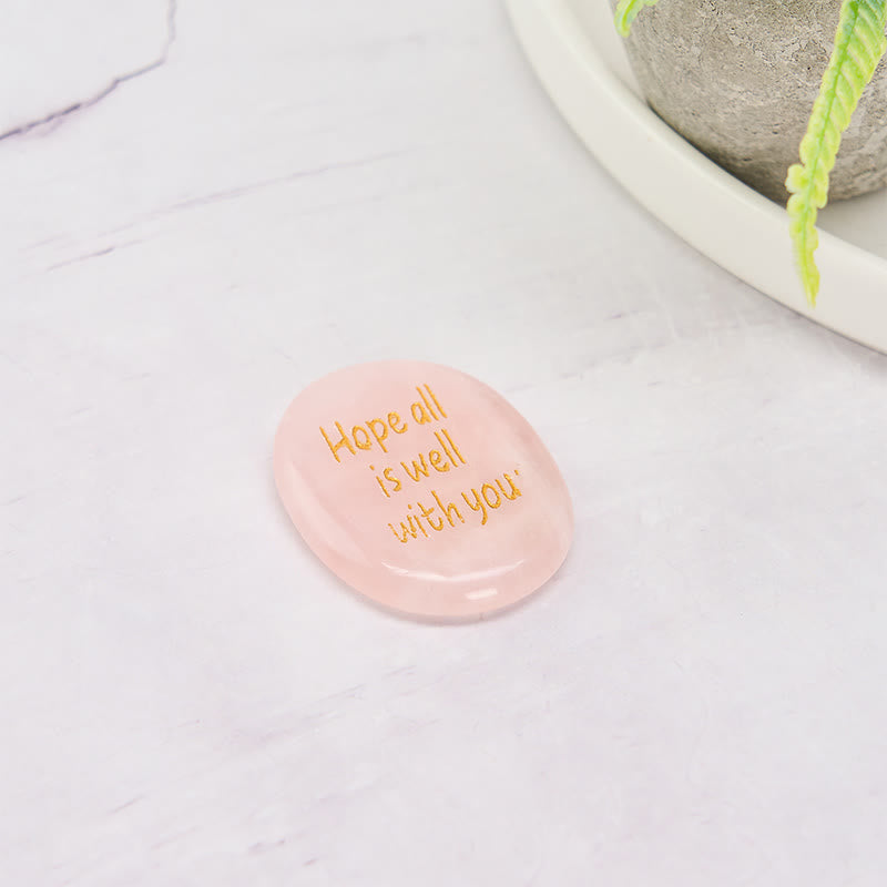 Buddha Stones Hope All Is Well With You Natural Rose Quartz Palm Stone Compassion Crystal Decor