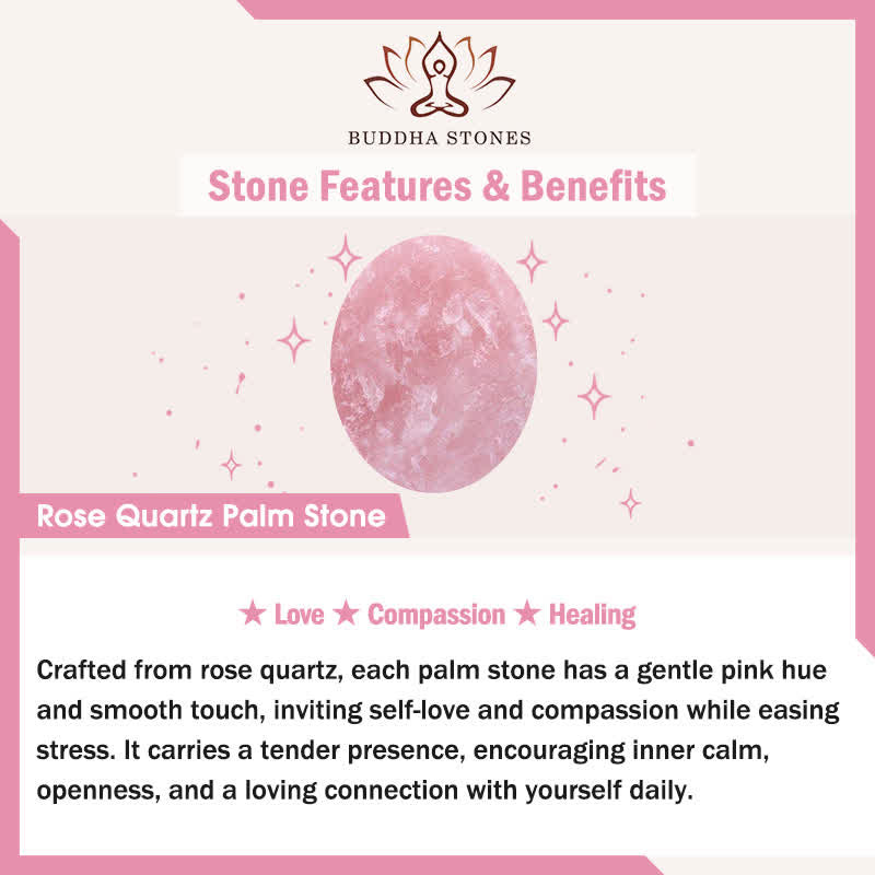 Buddha Stones Hope All Is Well With You Natural Rose Quartz Palm Stone Compassion Crystal Decor