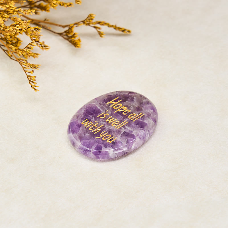 Buddha Stones Hope All Is Well With You Natural Amethyst Palm Stone Growth Crystal Decor