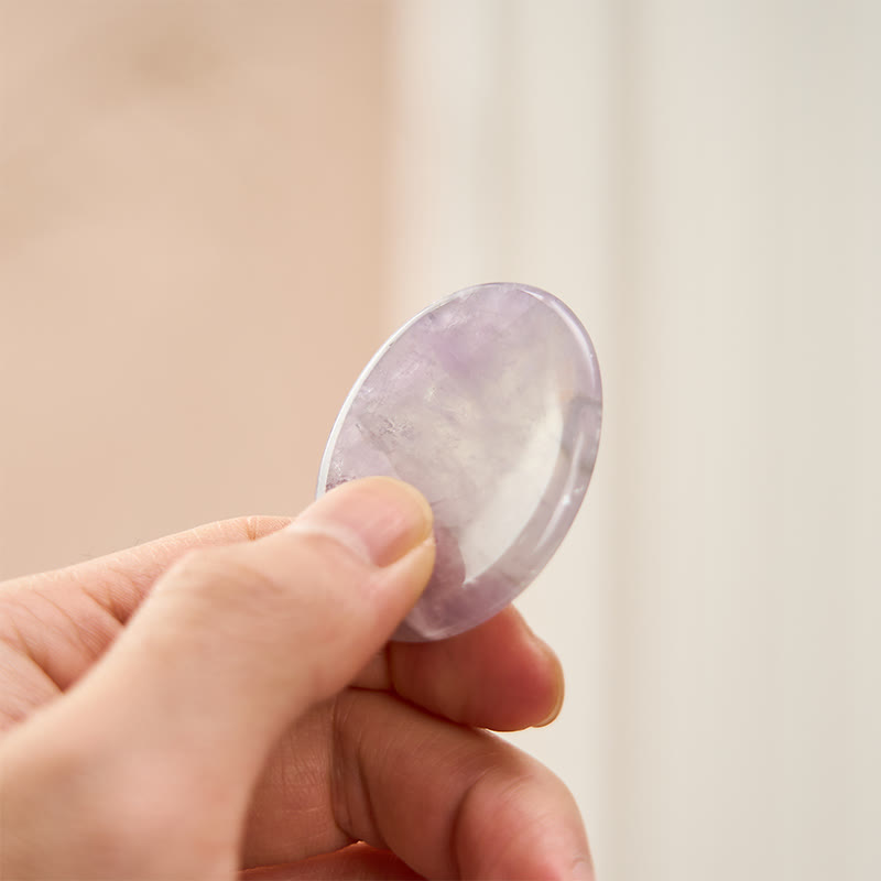 Buddha Stones Calm & Strength Natural Small Light Amethyst Worry Stone Protection Crystal Decor 3.5*4.5cm