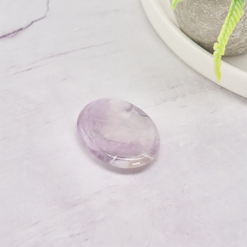 Buddha Stones Calm & Strength Natural Small Light Amethyst Worry Stone Protection Crystal Decor 3.5*4.5cm