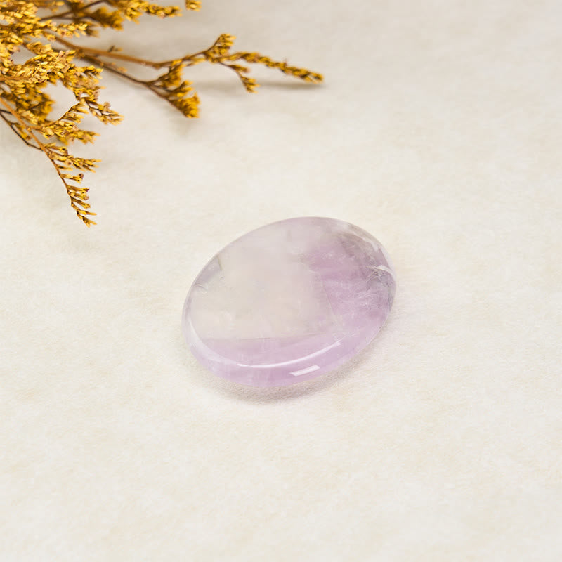 Buddha Stones Calm & Strength Natural Small Light Amethyst Worry Stone Protection Crystal Decor 3.5*4.5cm