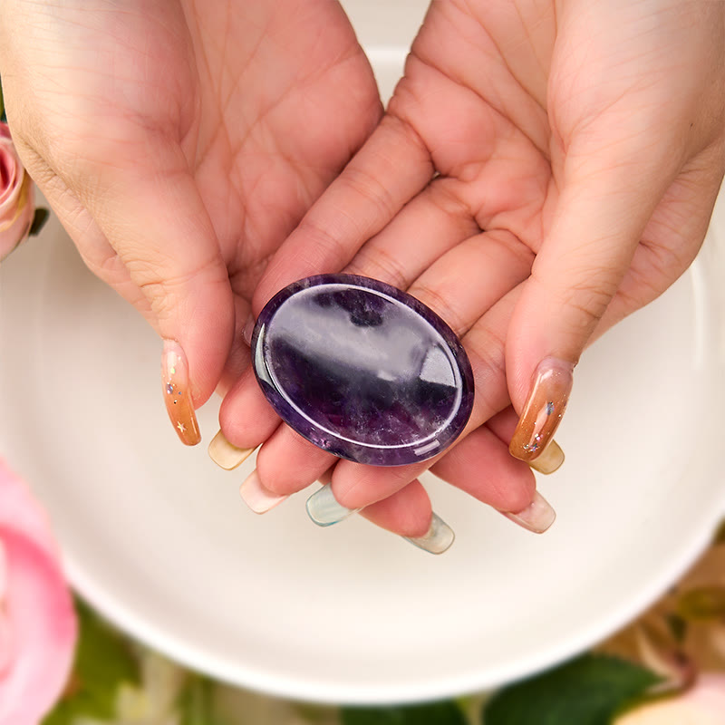 Buddha Stones Calm & Strength Natural Small Amethyst Worry Stone Balance Crystal Decor 3.5*4.5cm