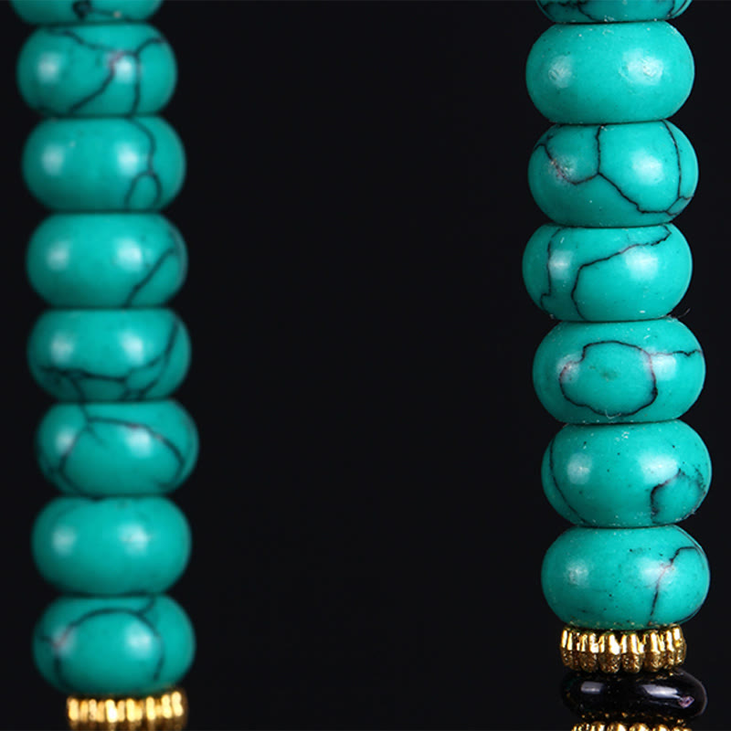 EverestArtStudios Tibetan 108 Beads Turquoise Dzi Bead Wisdom Balance Mala