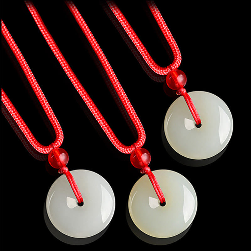 EverestArtstudios Jade Peace Buckle Abundance Red Rope Necklace Pendant