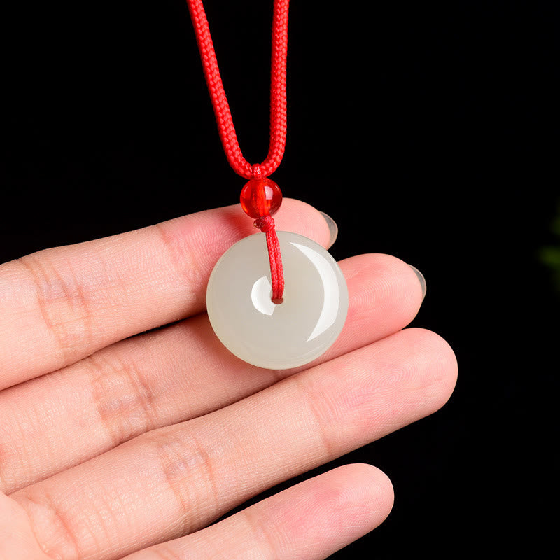 EverestArtstudios Jade Peace Buckle Abundance Red Rope Necklace Pendant