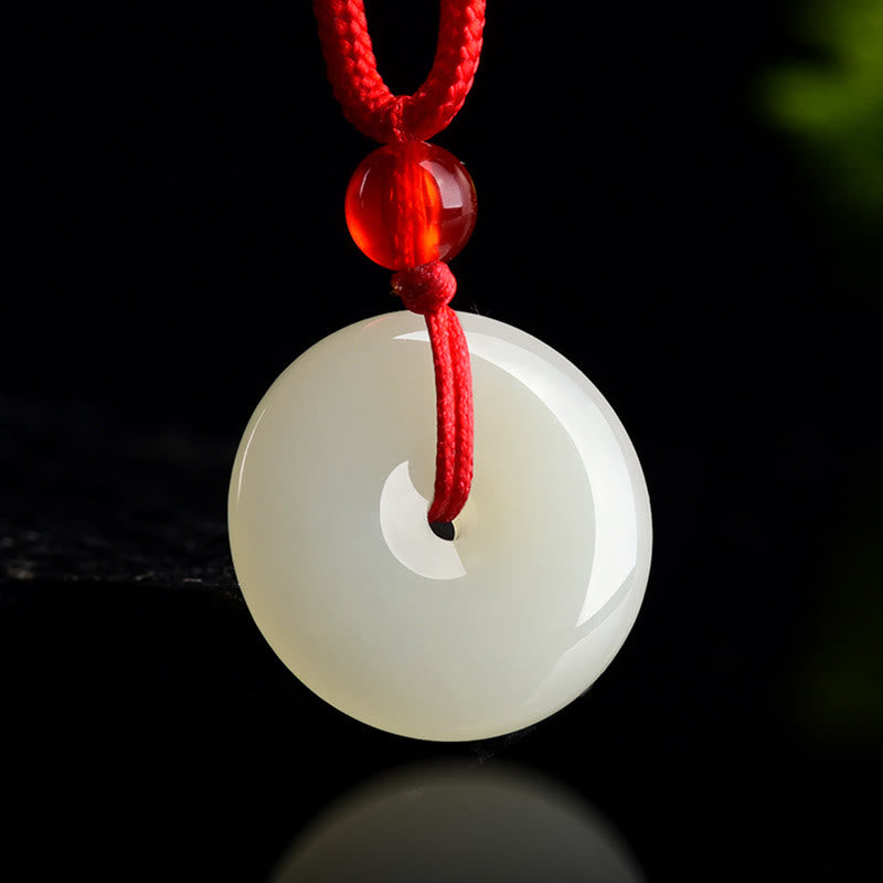 EverestArtstudios Jade Peace Buckle Abundance Red Rope Necklace Pendant