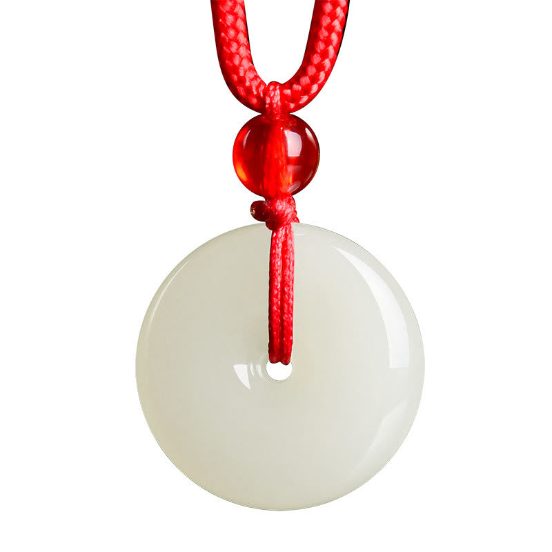 EverestArtstudios Jade Peace Buckle Abundance Red Rope Necklace Pendant