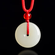 EverestArtstudios Jade Peace Buckle Abundance Red Rope Necklace Pendant