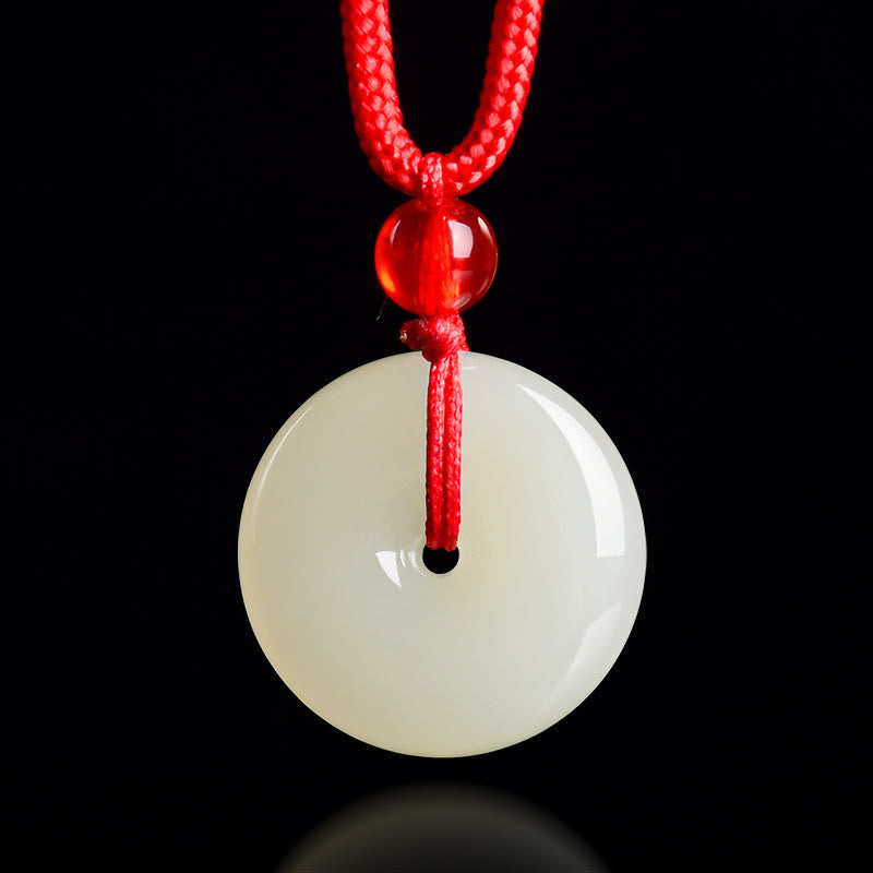 EverestArtstudios Jade Peace Buckle Abundance Red Rope Necklace Pendant