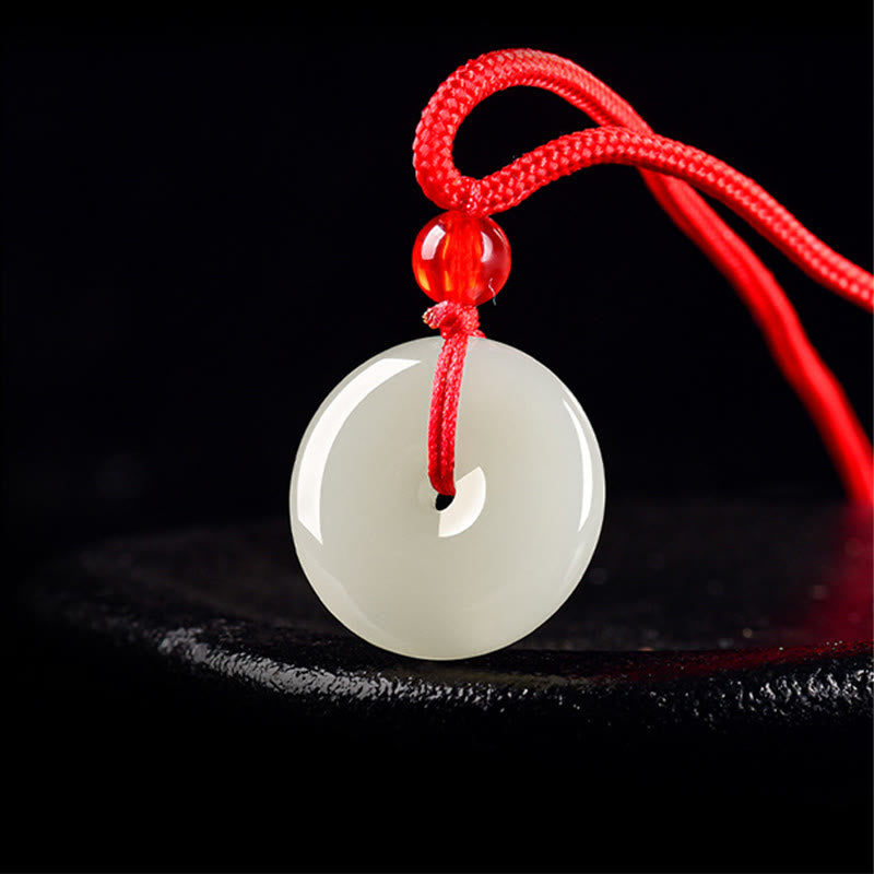 EverestArtstudios Jade Peace Buckle Abundance Red Rope Necklace Pendant