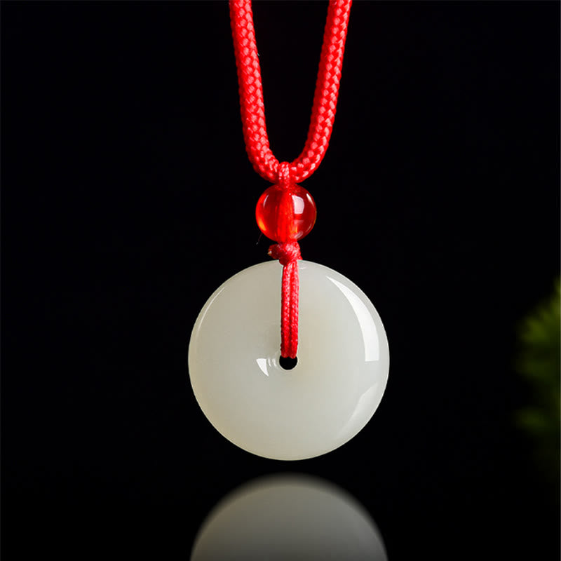 EverestArtstudios Jade Peace Buckle Abundance Red Rope Necklace Pendant