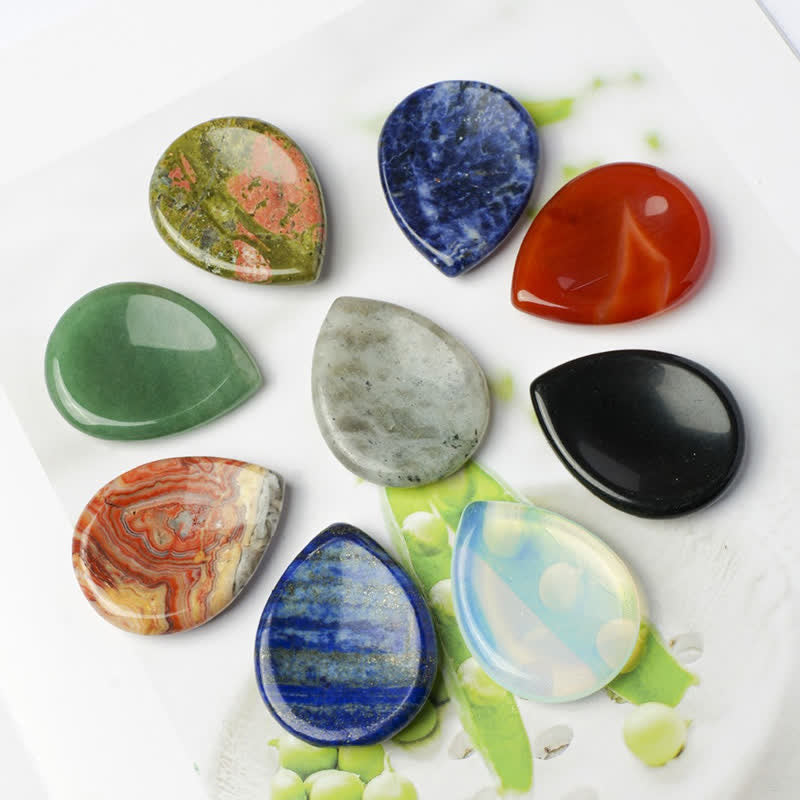 Buddha Stones Teardrop Shape Worry Stone Protection Crystal Decor 45*35*8mm