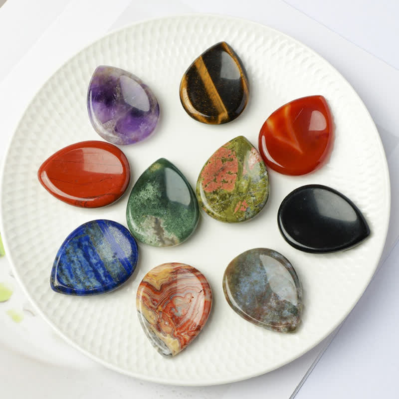 Buddha Stones Teardrop Shape Worry Stone Protection Crystal Decor 45*35*8mm