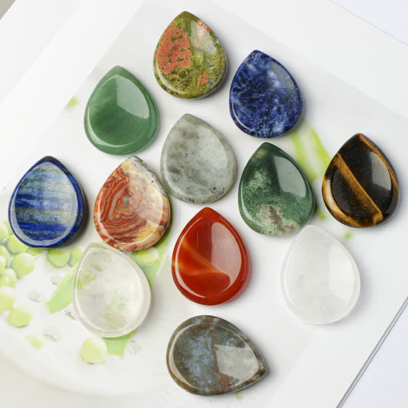 Buddha Stones Teardrop Shape Worry Stone Protection Crystal Decor 45*35*8mm