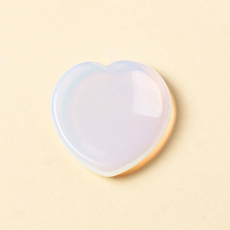 Buddha Stones Heart Worry Stone Opal Rose Quartz Motivation Crystal Decor 4*4*0.7cm