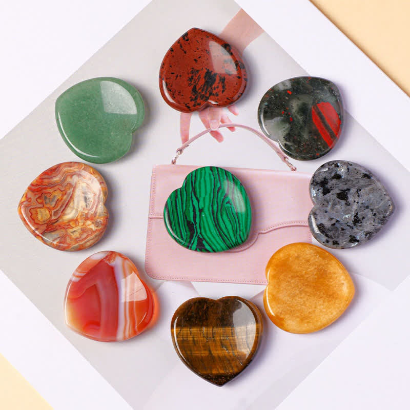 Buddha Stones Heart Worry Stone Opal Rose Quartz Motivation Crystal Decor 4*4*0.7cm