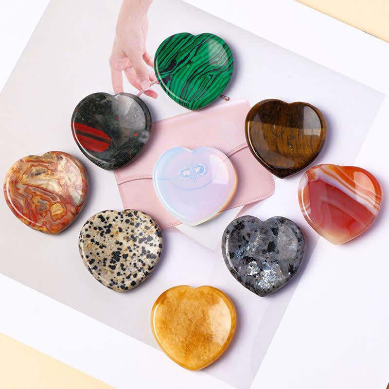Buddha Stones Heart Worry Stone Opal Rose Quartz Motivation Crystal Decor 4*4*0.7cm