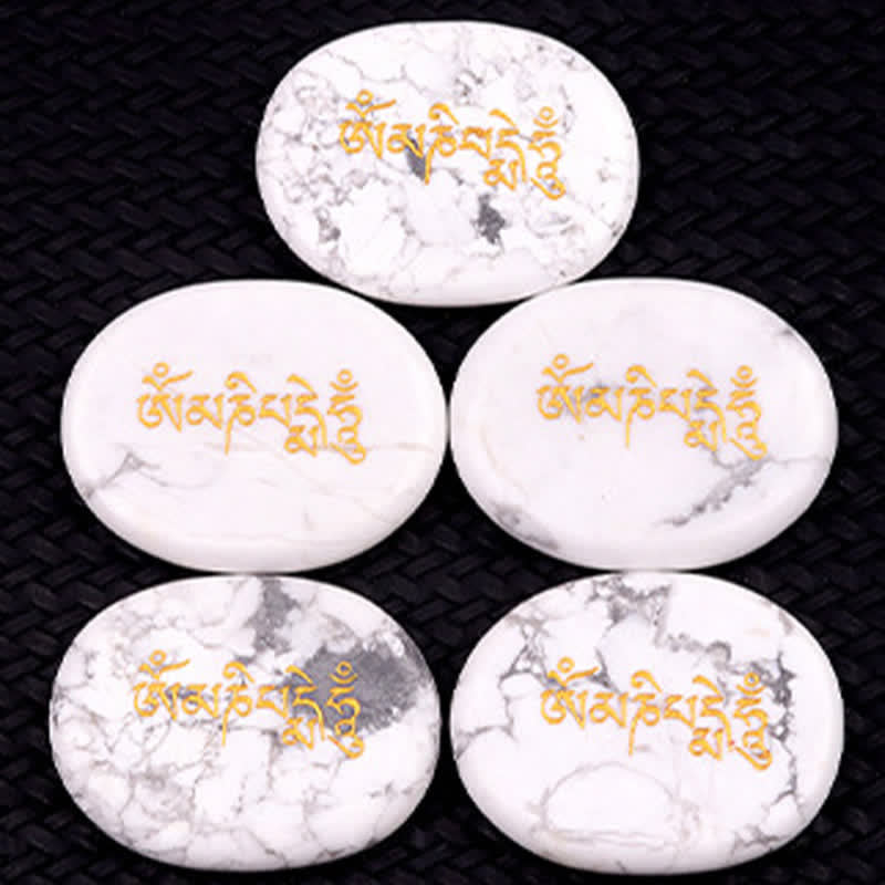 Buddha Stones Om Mani Padme Hum Amethyst Tiger Eye Palm Stone Crystal Decor 35*45mm