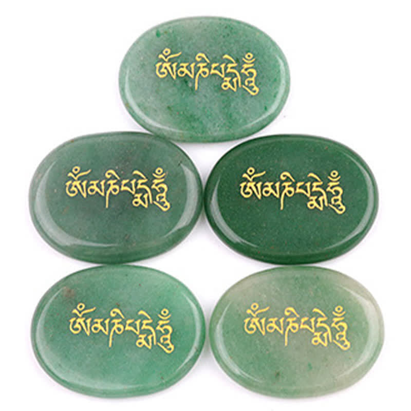Buddha Stones Om Mani Padme Hum Amethyst Tiger Eye Palm Stone Crystal Decor 35*45mm