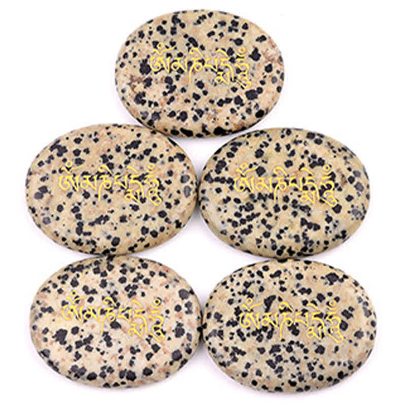 Buddha Stones Om Mani Padme Hum Amethyst Tiger Eye Palm Stone Crystal Decor 35*45mm