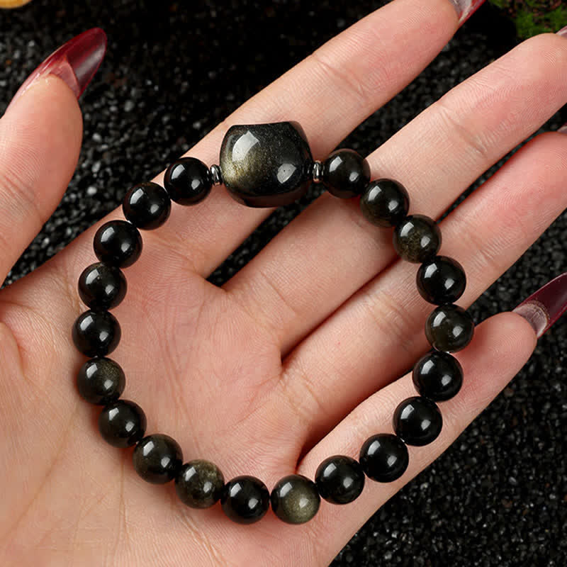 Buddha Stones Cute Cat Design Blue Lace Agate Clear Quartz  Beaded Bracelet
