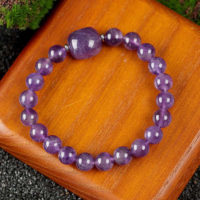 EverestArtStudios Cute Cat Design Blue Lace Agate Clear Quartz  Beaded Bracelet